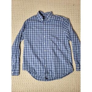 Vineyard Vines Mens Slim Fit Whale Shirt Blue Gingham Check Cotton Button Down L